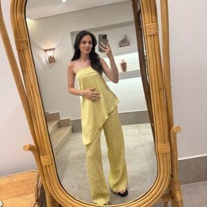 PLT - Bandeau Yellow Strapless top and Pants set